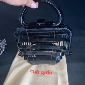 Cult Gaia black acrylic lilleth mini bag